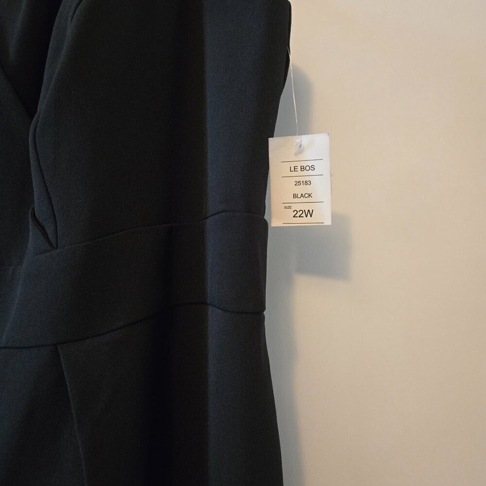 Le Bos Black Sleeveless Midi Dress Silver Front Chain Accent Plus Sz 22W - Picture 16 of 16